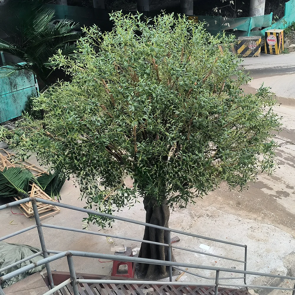 

Customized Fiberglass Trunk Artificial Olive Tree Outdoor Fake Tree Artificial Decor Large Trees for Sale