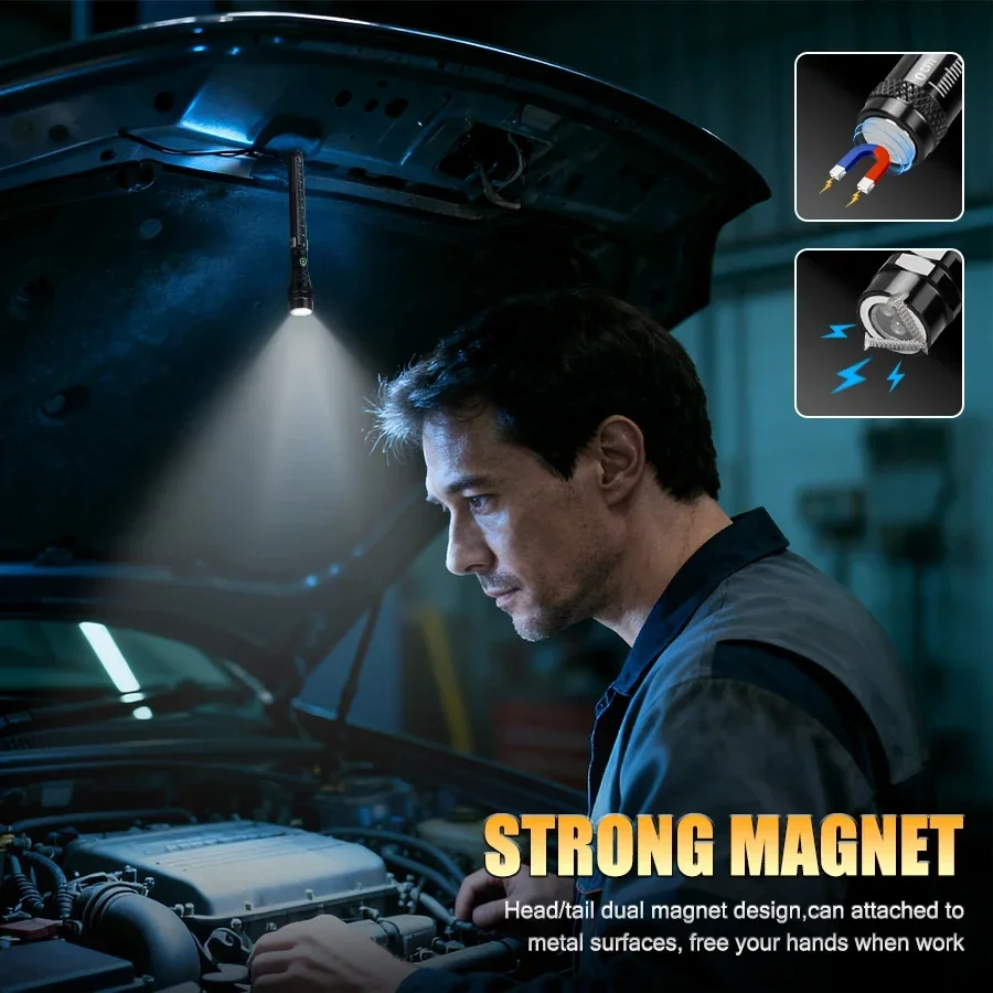 3 LED Multifunctional Telescopic Work Light, Bendable Magnetic Flashlight with Gooseneck for Car Repair Camping, Corner Picking