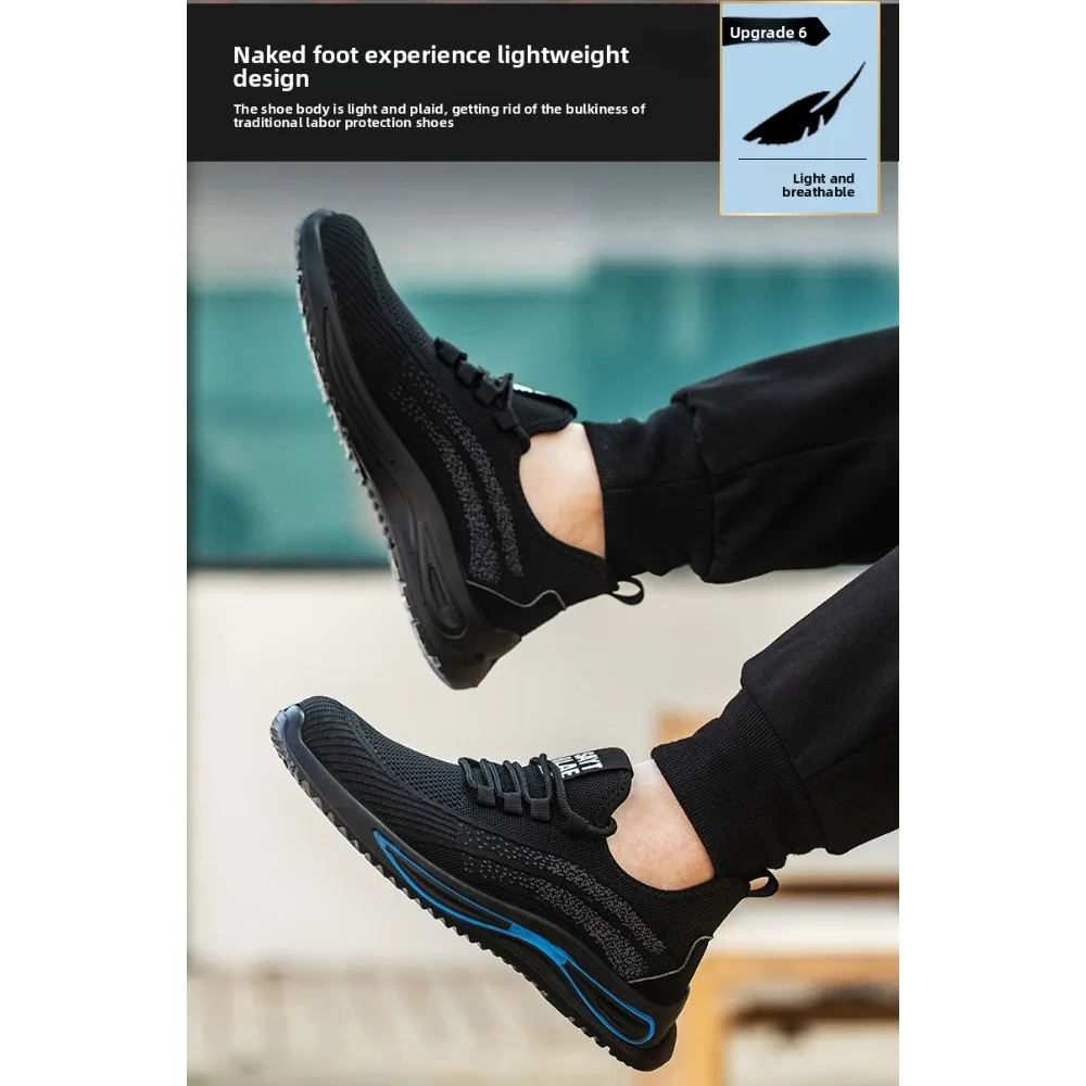 Labor Protection Shoes for Men Anti Smashing Anti Piercing Lightweight Safety Shoes with Steel Toe Caps Comfortable Work Shoes
