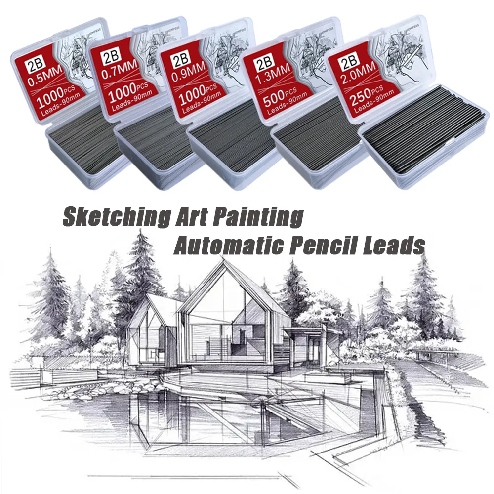

1000/250 Pieces Lead Refills,0.5/0.7/0.9/1.3/2.0 mm HB,Break Resistant Mechanical Pencil Refills Office School Supplies