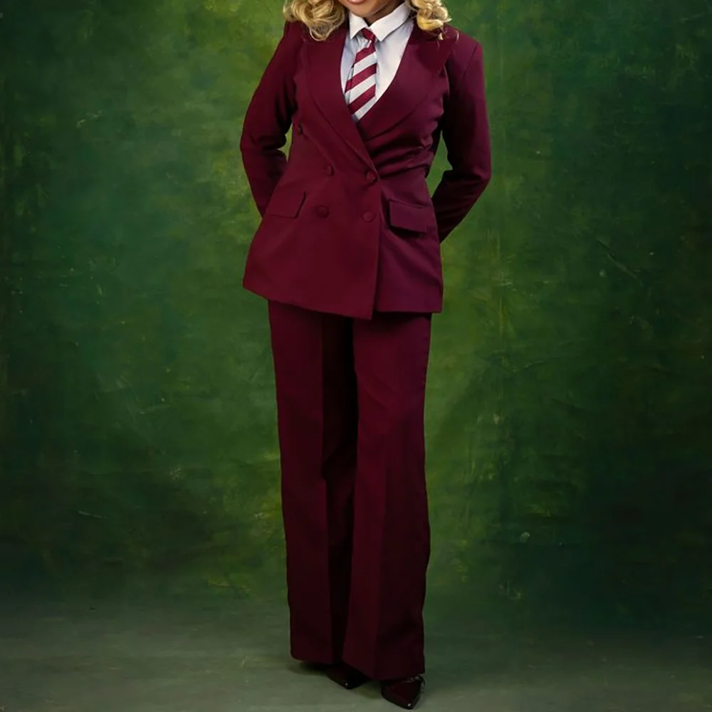 

Luxury Women Suit 2 Pieces Jacket Pants Double Breasted Graduation Suits High Quaity Lady Chic Outits Trajes De Mujer Elegante