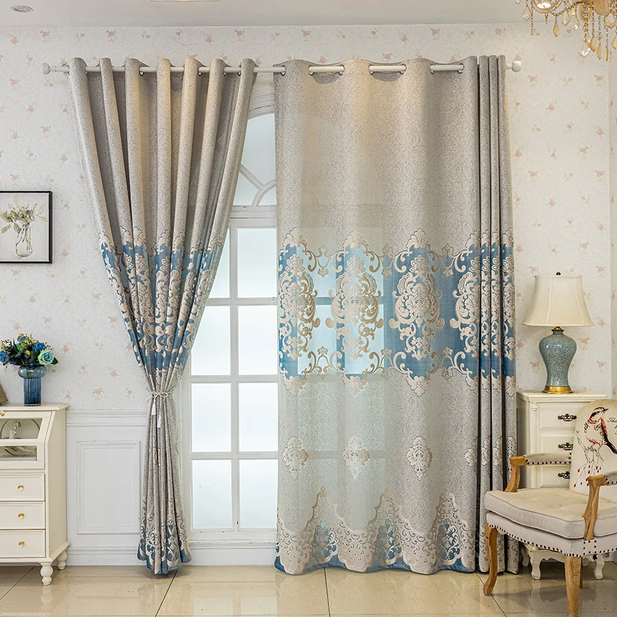 Atmospheric Luxury European Hollow Jacquard Curtains for Living Rooms, Bedrooms, Balconies, Villas, Palace Finished