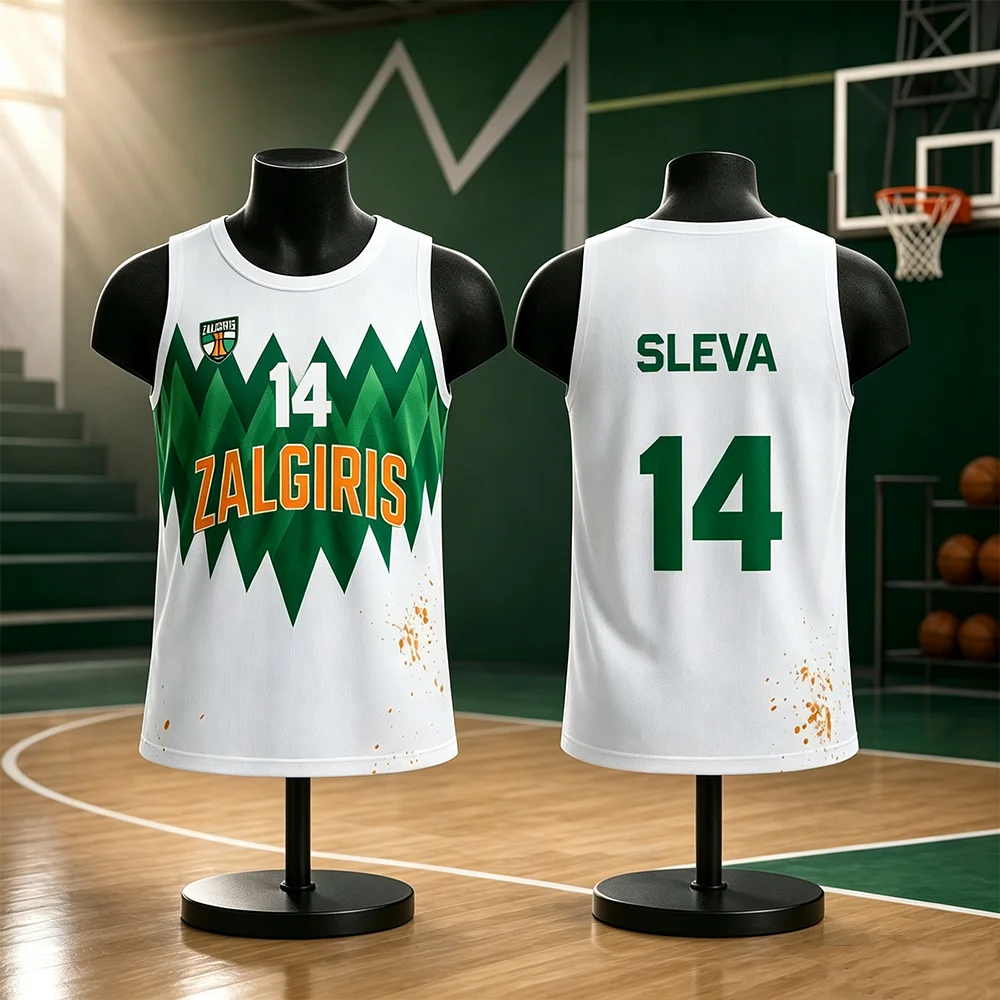 Litauen Unisex Žalgiris Kaunas Basketball-Trikot Weste Schnelltrocknende Sport-Trainingsweste für Kinder Spezielle Spieltag-Ausrüstung – Detail 6