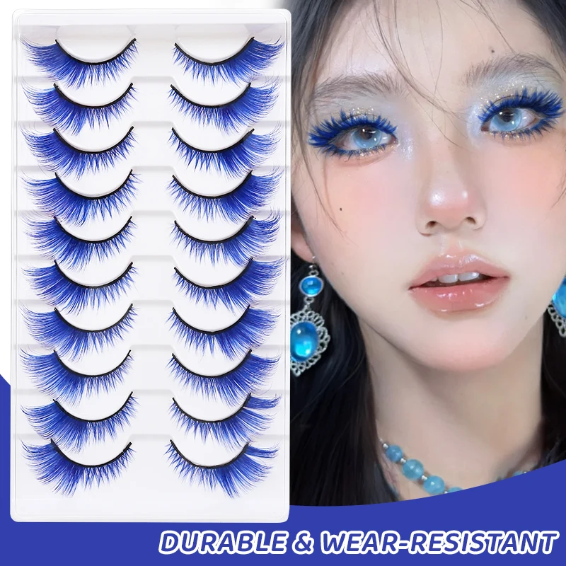 DINGSEN 1/5/10 Paar Bunte Flauschige Streifen-Wimpern Natürliche Weiche Wimpern Wispy Falsche Wimpern 3D Lockige Wimpern für Make-up – Detail 3