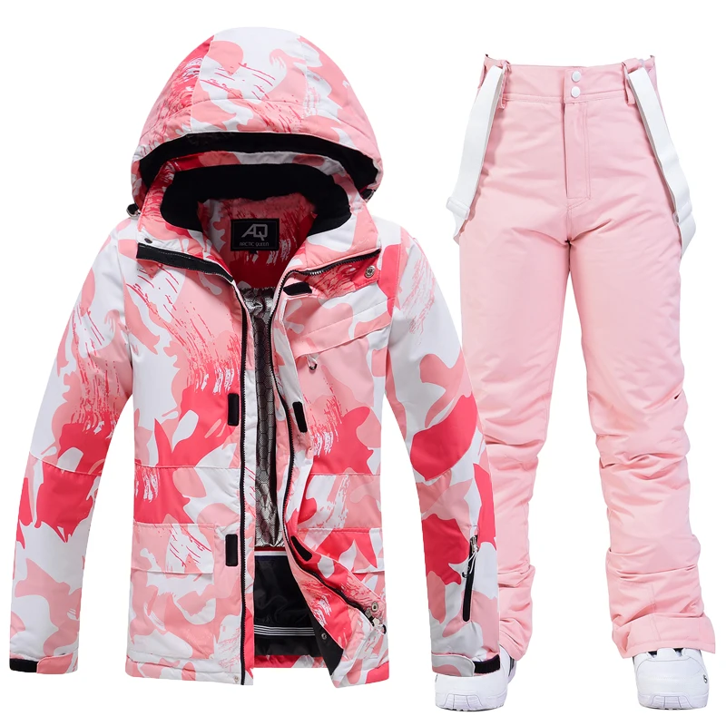 

Ski Suit Women Snowsuit Winter Splicing Snow Ski Jacket Pants Set Windproof WaterproofThickened Warm Snowboard Alpine SK098