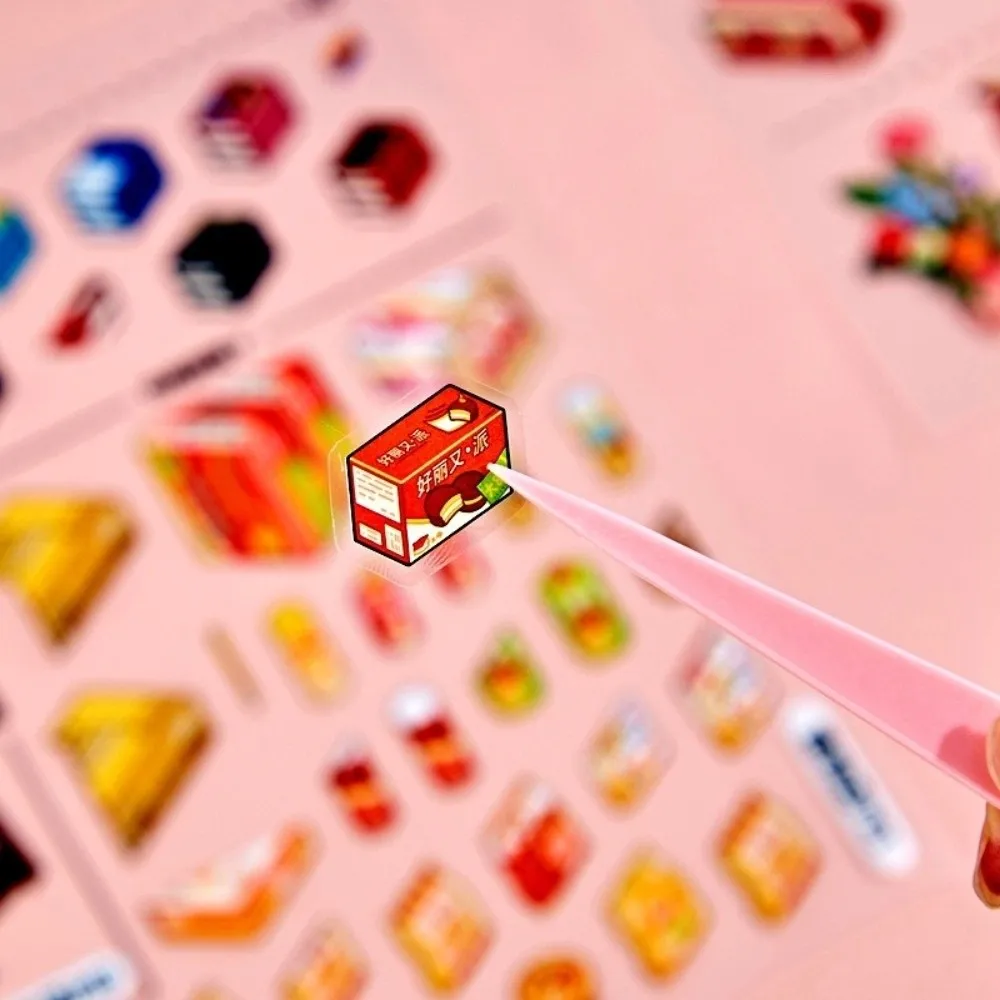 New Supermarket Scene 3D Sticker Book PET 8 Scenes Pocket Sticker Book Creative Die Cut Mini Landscape Sticker DIY Activity