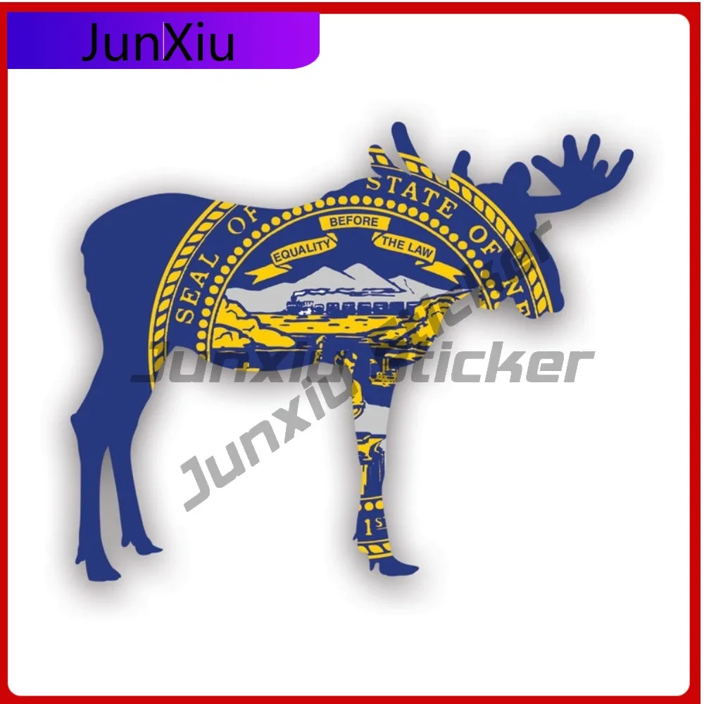 

Trendy Artistic Nebraska Moose Shaped Flag Sticker Uv Protected Decalsne Elk Deer Antlers Archery Hunter Hunting Outdoors