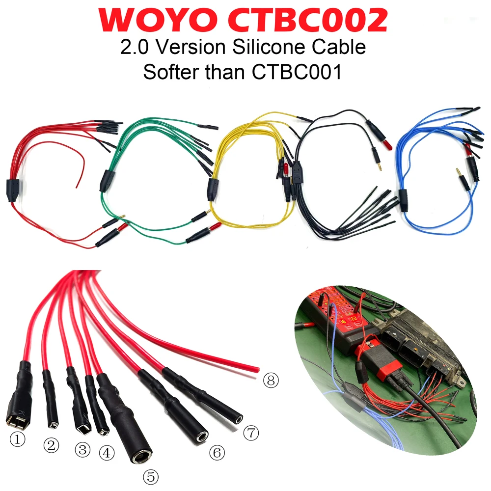 WOYO CTBC002 /CTBC001 8-way ECU Breakout Leads Jumper Cable for Automotive Diagnostic Multimeter Oscilloscope Line Connection