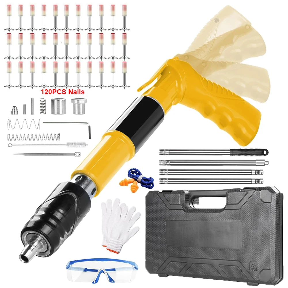 Mini pistolet à ongles en acier avec 120 pièces, pistolet à rivets manuel, ancre murale en béton, dispositif de rainurage de fil, fixation murale, outils de rivets