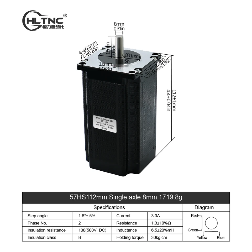 Produktbild von 1-Achs-Set NEMA23 Schrittmotor 3 Nm (300 Ncm) + DM556 Treiber – 57 Mm, 3 A, 2-Phasen, 4-Leiter, 1,8° – Für CNC, Fräsen, 3D-Drucker, Laser