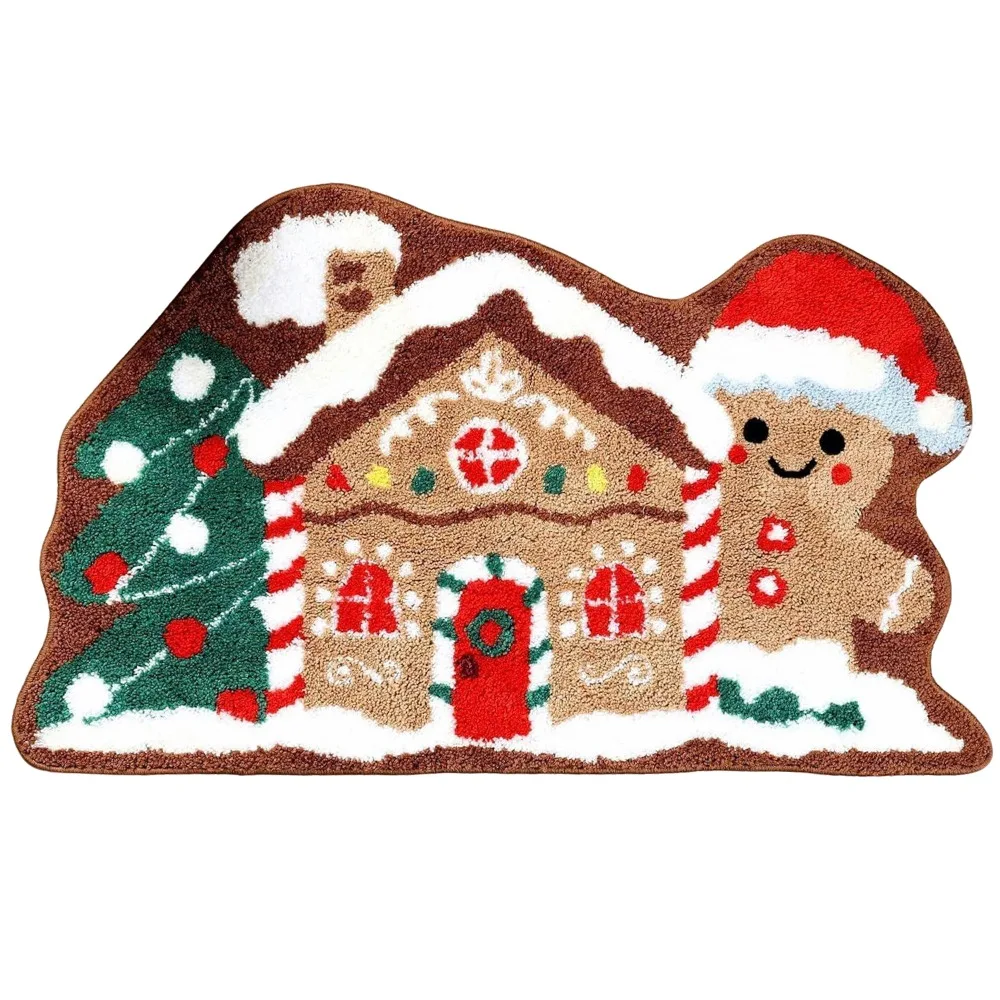 New Santa Claus Christmas Door Mat Water Absorption Door Carpet Non-slip Soft Foot Mat Holiday Decorations