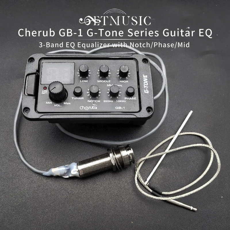 

Cherub GB-1 G-Tone Series Acoustic Guitar Preamp Piezo Pickup 3-Band EQ Equalizer with Notch/Phase/Mid Freq. and LED Tuner