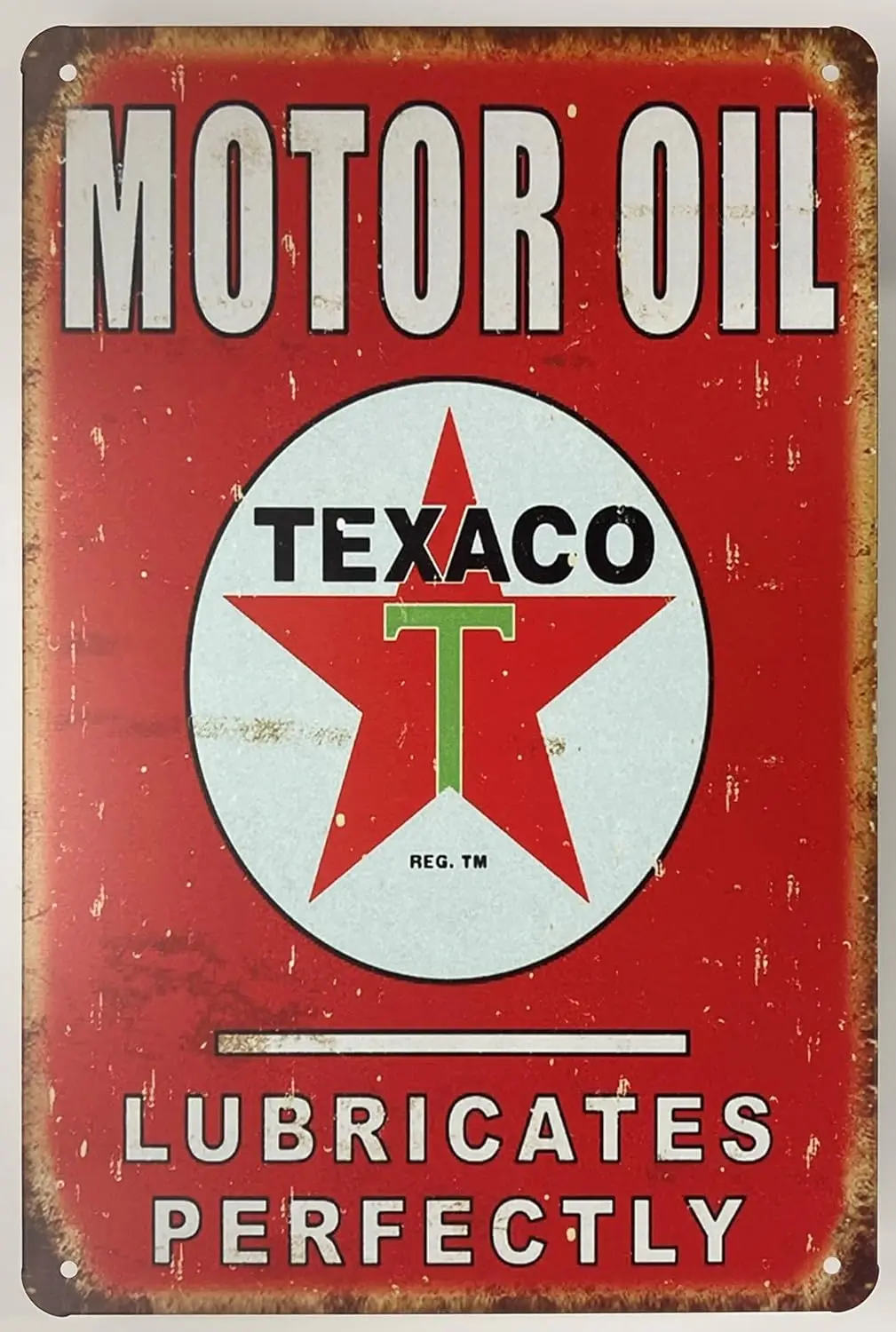 Tin Metal Wall Sign | Gas Station Motor Oil Lubricates Perfectly 8 x 12 in. | Decorative Poster Plaque for Home Bar Room Ga sign