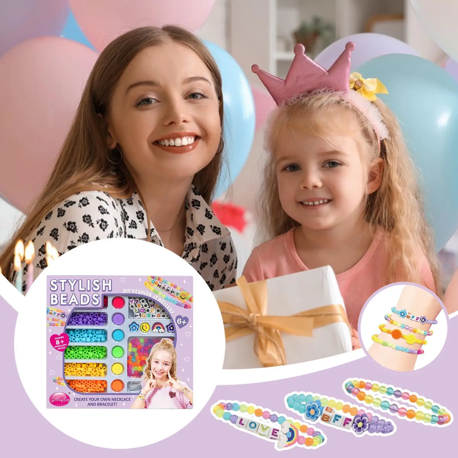 Kralenarmbandset Kralensieraden Armband maken Set voor kinderen Kralenspeelgoed Leuke knutselbenodigdheden voor kinderen, tieners, volwassenen, beginners