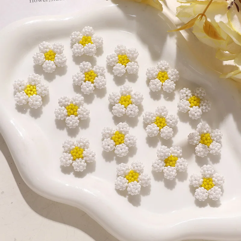 Shoe Charm 1 Piece Cream Beaded Plumeria Flower Pastoral Cute Youthful DIY Clogs Jelly Clear Crystal Shoes Decor Women