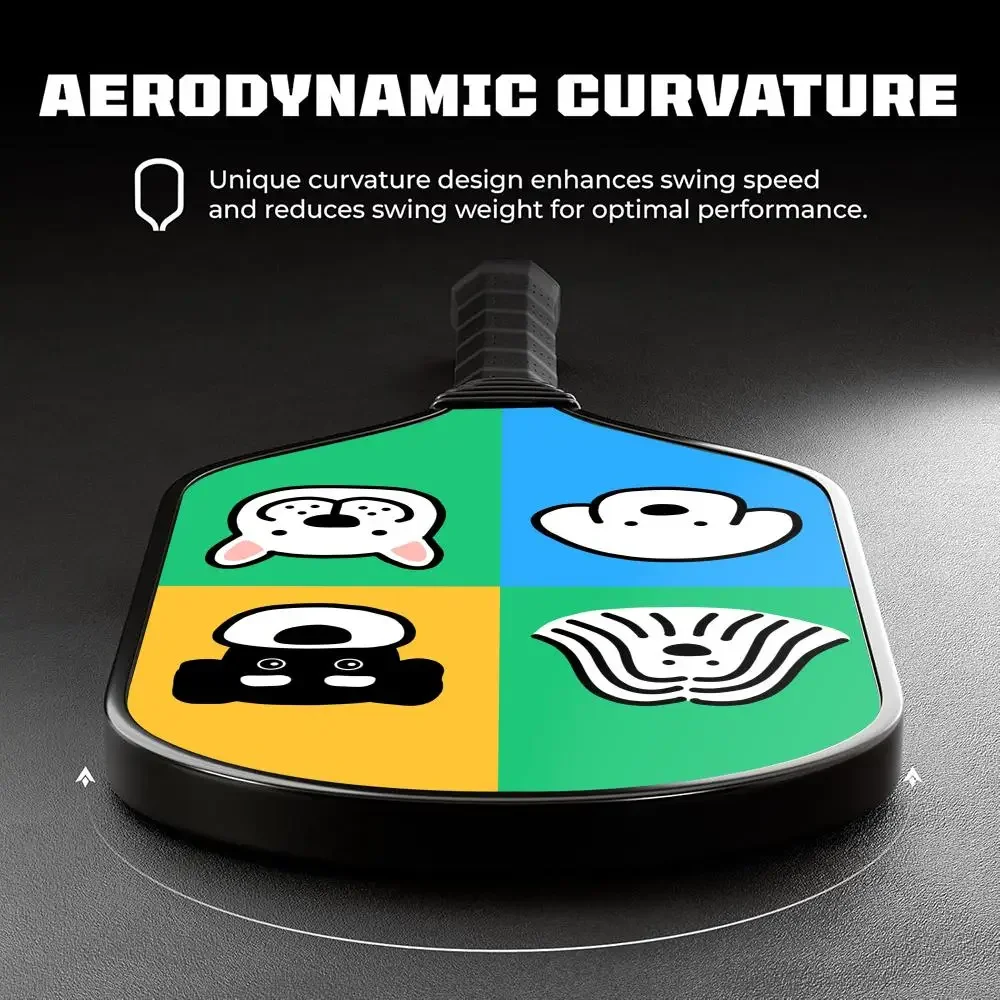 

Pickleball Paddle Fiberglass Lightweight 13MM Honeycomb Core Power&Spin Racket with Bag Grip Tape Simple Cute Dog