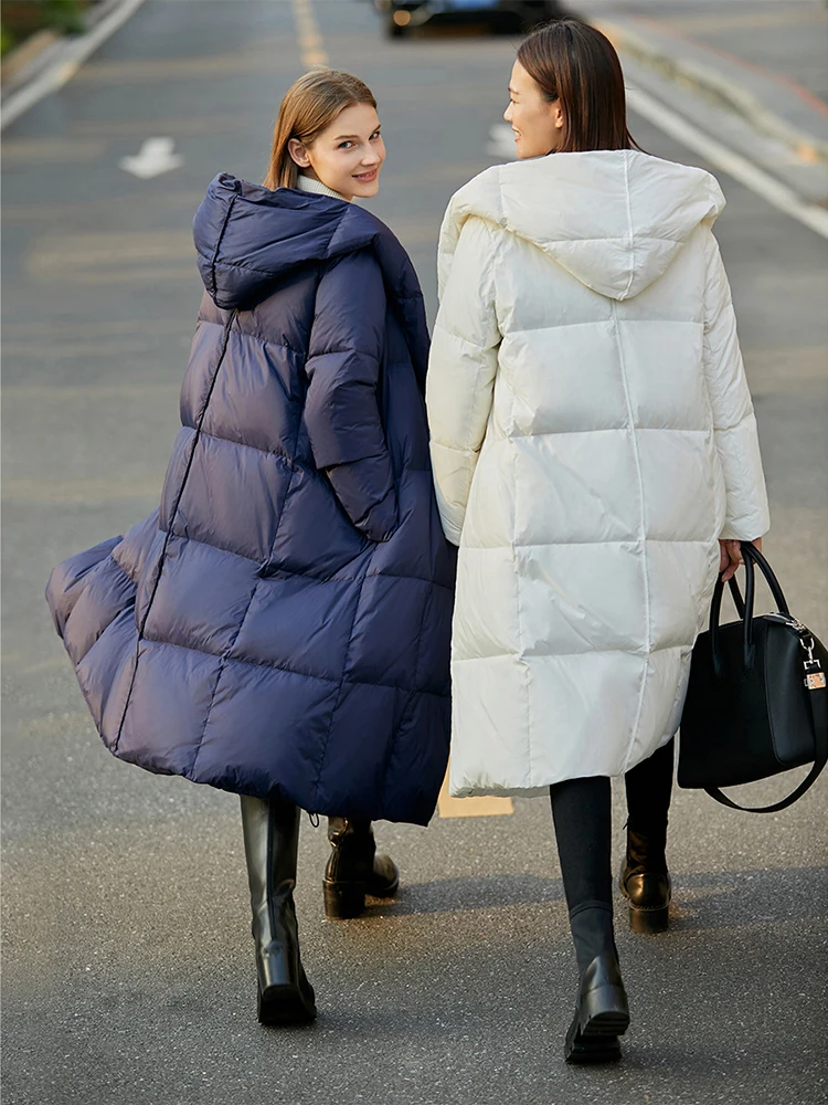 AMII Minimalist 2024 Down Puffer Coat For Women Winter Long Bread Coat Light Thick Warm Quality Fashion Outerwear New 12324060