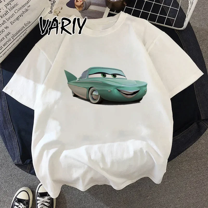 Cartoon T-shirt Women Summer Lightning McQueen Short-Sleeved Cute T-shirt Cars Print Korean Style Street Fashion Tshirt Trendy