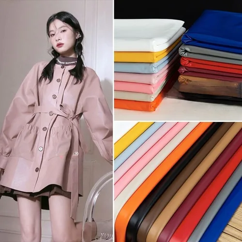 4 면 스트레치 니트 가죽 원단, 코트 재킷 바느질 플레인 모조 양가죽 매트 천, 부드러운 피부 친화적 