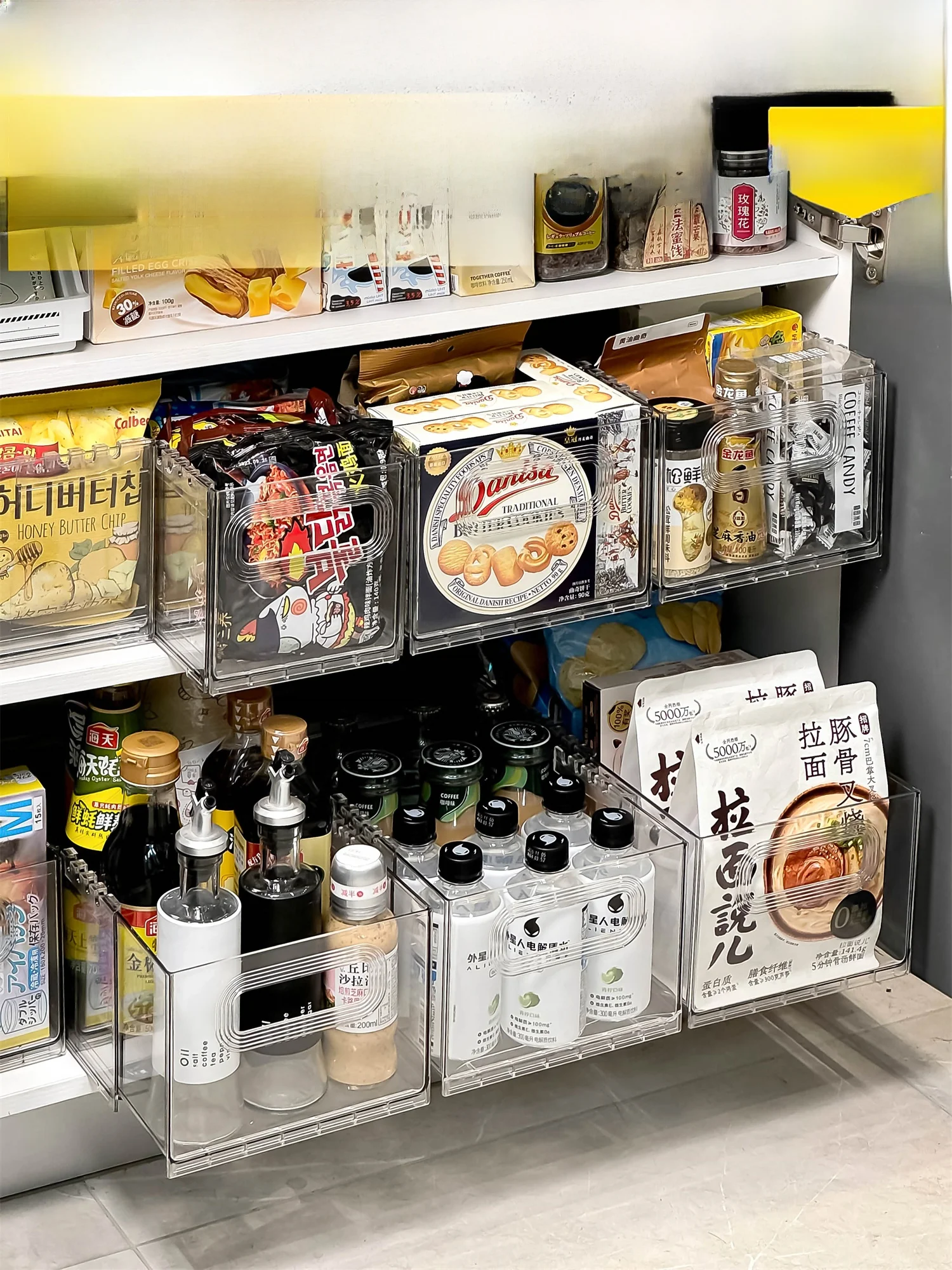 

Акриловая выдвижная корзина-органайзер для хранения, прозрачная, для кухонного шкафа, для мелочей