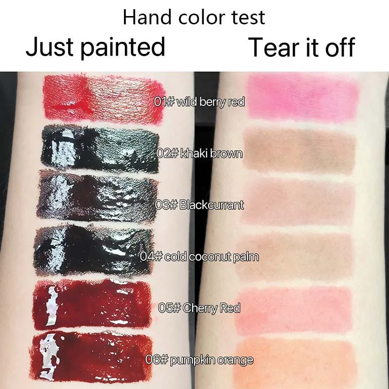 Black Brown Peel Off Tattoo Liquid Lipstick Waterproof Lasting Lipliner Matte Lip Tint Brown Contour Tear-off Lip Stain Cosmetic