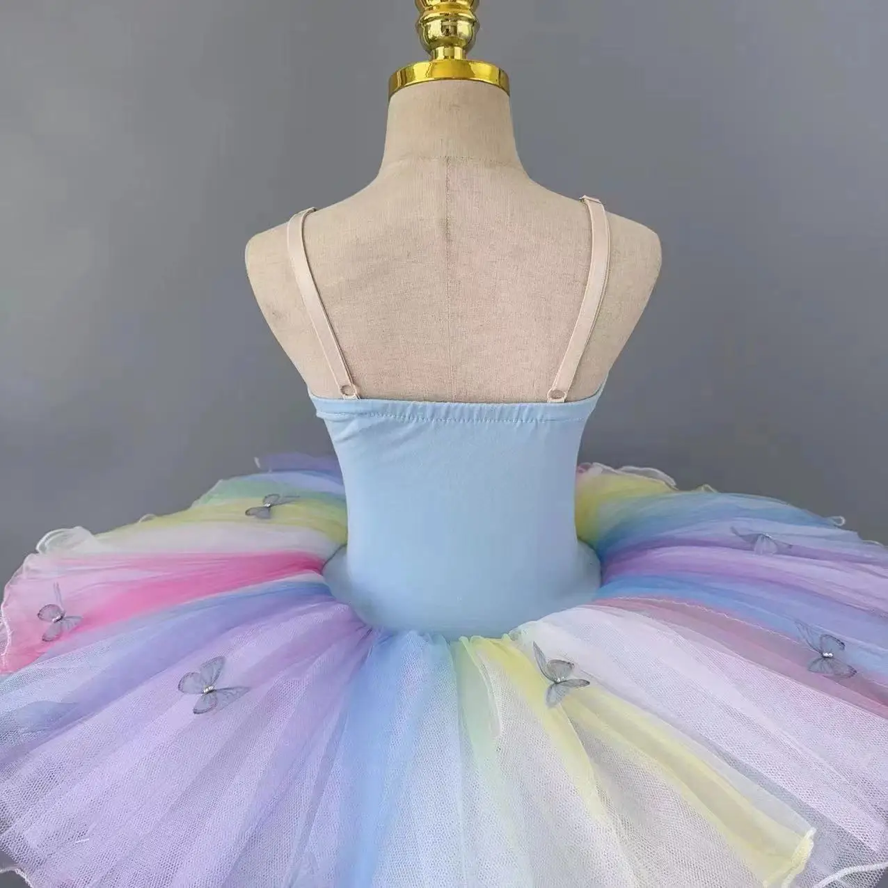 Kids Professional Ballet Skirt Girls Swan Lake Dance Children Rainbow Color Ballerina Ballet Dress Performance Dancing Costumes