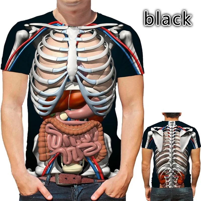 Funny 3D Cosplay Male Skeleton Internal Organs Printed T-Shirt Kid Fashion Streetwear Short Sleeves Men Summer Harajuku T-Shirts