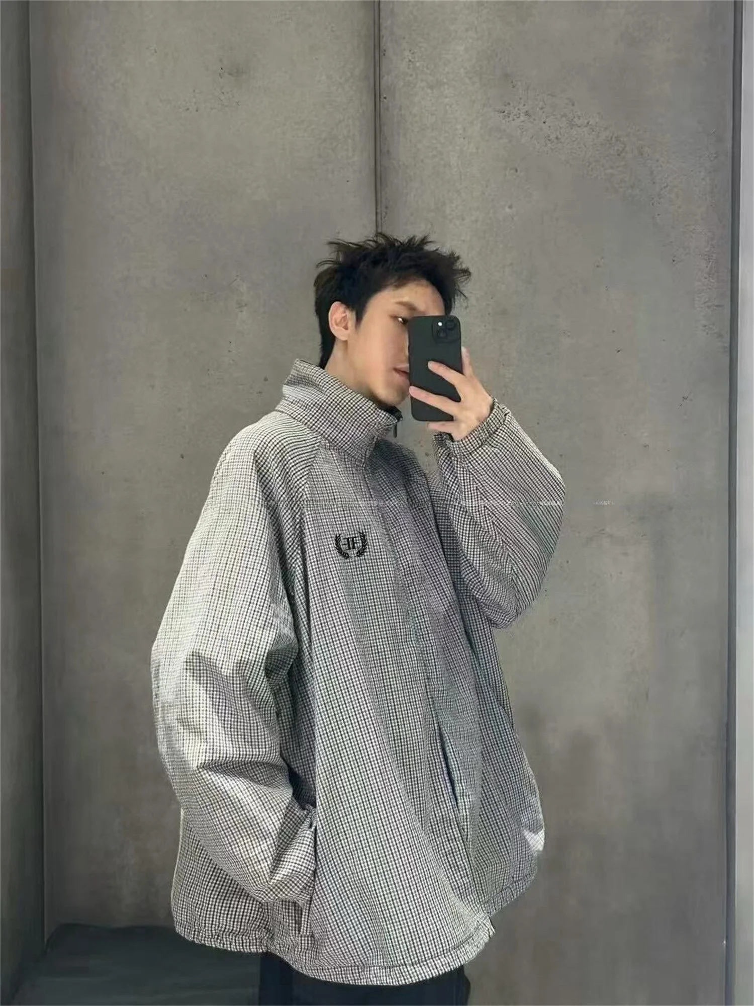 

Куртка-жакет VANA ILUSION серии Wheat Spike с вышивкой в клетку на молнии, модная повседневная верхняя одежда для мужчин и женщин