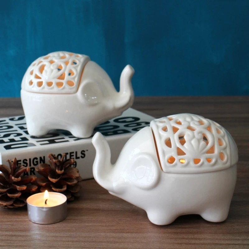 

Ceramic candlestick creative hollow elephant decoration decoration room bedroom ceramic hollow candlestick