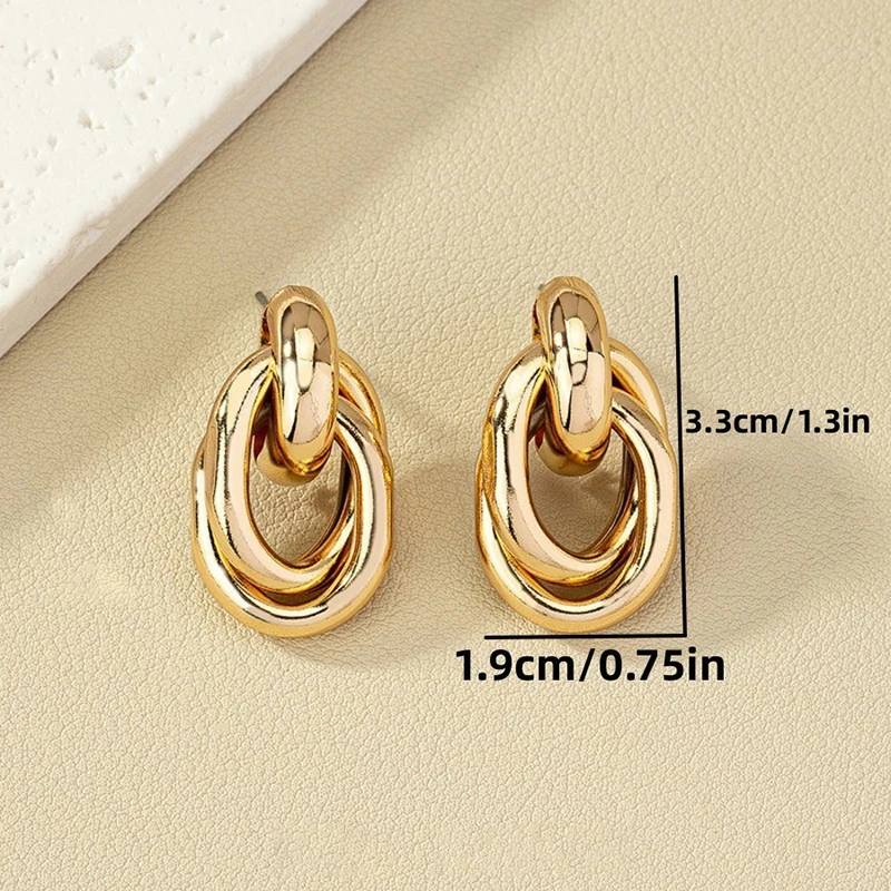 Gold Silver Color Knot Hoop Earring For Women Shiny Plating Trendy Eardrop Cute Daily Wear Jewelry
