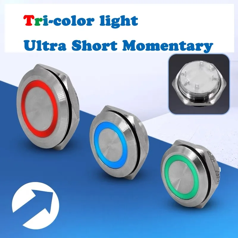 

Ультракороткий двух- или трехцветный металлический кнопочный переключатель с самовосстановлением, водонепроницаемый, из нержавеющей стали, с легким нажатием.