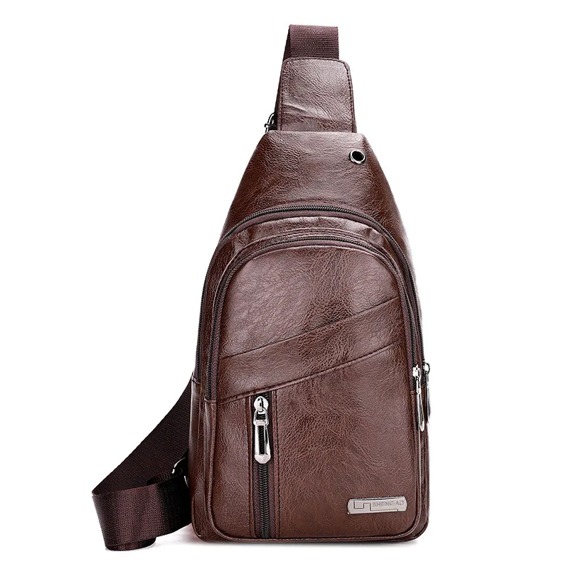 Bolso de pecho de cuero PU Vintage para hombres, bolsos cruzados multifunción, bolso de hombro de negocios para hombres, bolso de viaje informal