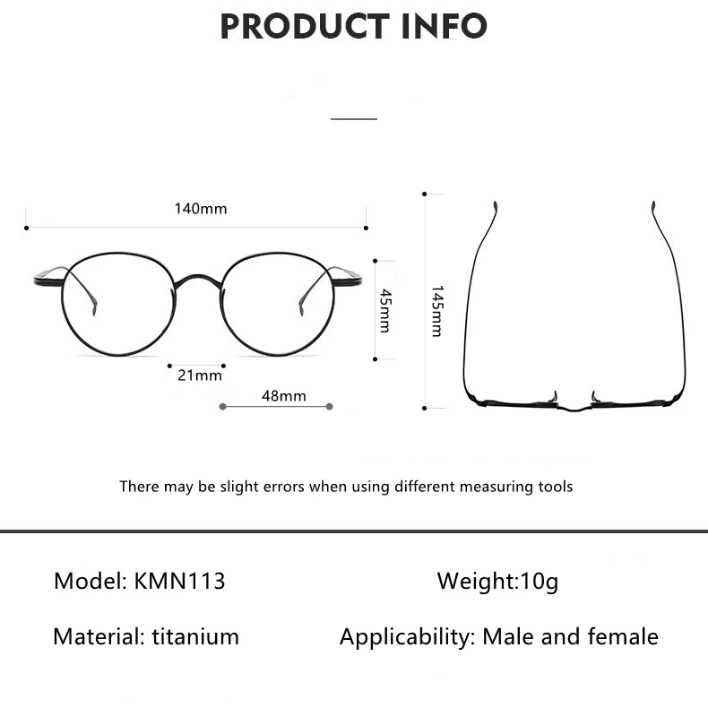 إطار نظارات من التيتانيوم البيضاوي القديم، معابد مرنة من التيتانيوم β-تيتانيوم، تصميم نظارات للجنسين، مقاس 48-21-140، KMN113