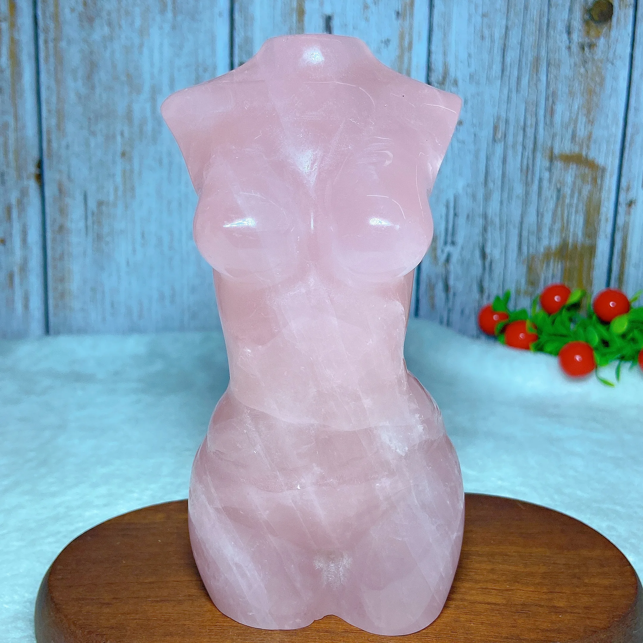 Natural Crystals Rose Quartz Big Goddess Body Woman Carving Gemstones Mineral Energy Reiki Home Decorations Gift Ore Crystal