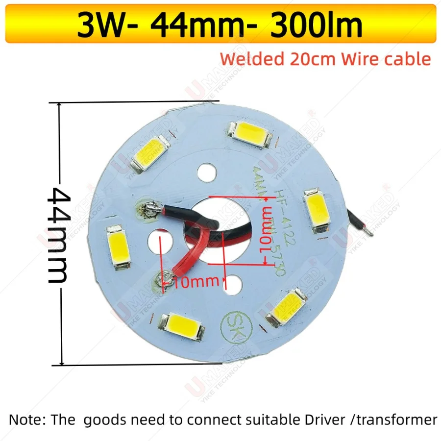 5pcs  3W 5W LED PCB with smd5730 chips installed, 10mm middle hole led lighting source for pendant light, crystal lamp etc