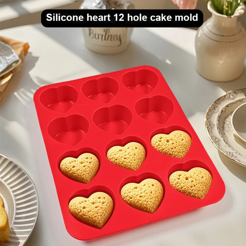 12 Cups Silicone Mold Muffin Cupcake Baking Pan Non Stick Dishwasher Microwave Safe Silicone Baking Mold
