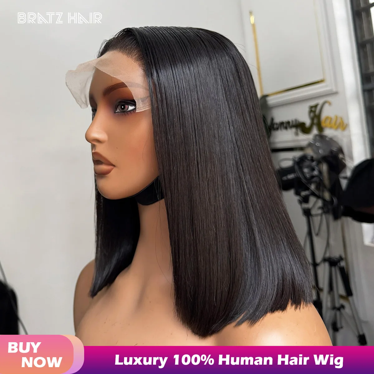 

Парик-боб из натуральных волос 13x4 с кружевной передней частью, без клея, короткий прямой, натуральный черный, с фронтальной частью 4x4, 5x5, парик-боб с закрытием