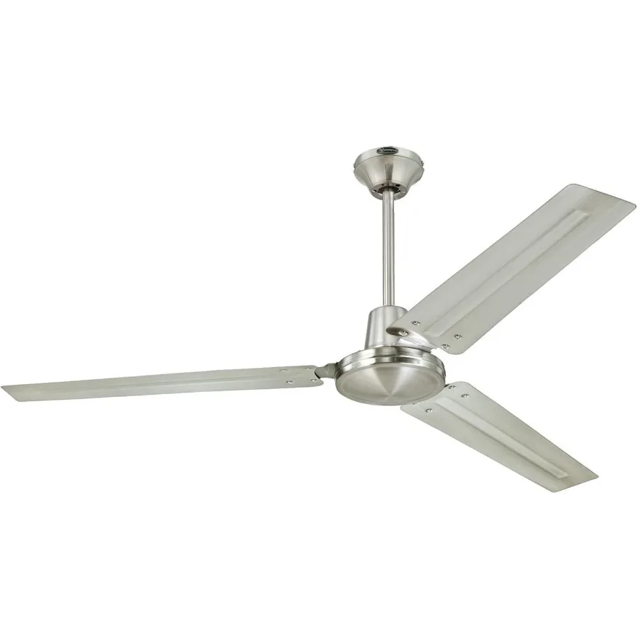 

7861400 Industrial 56-Inch Three Indoor Ceiling Fan with Brushed Nickel Steel Blades for Modern Living Room Bedroom or Office S