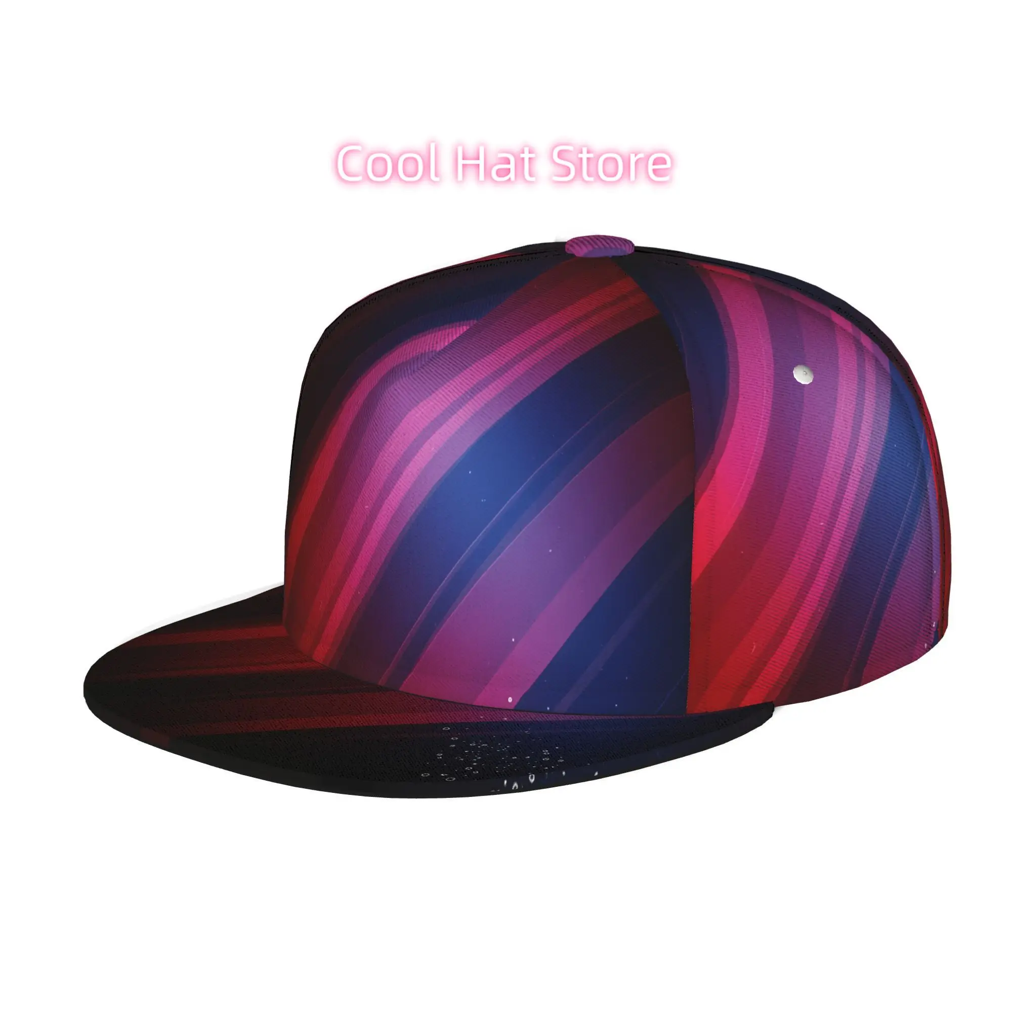 Men' & Women' Abstract Red & Blue Line Snapback Trucker Hat - Adjustable Flat Brim Baseball Cap with Soft Suitable for Skateboar