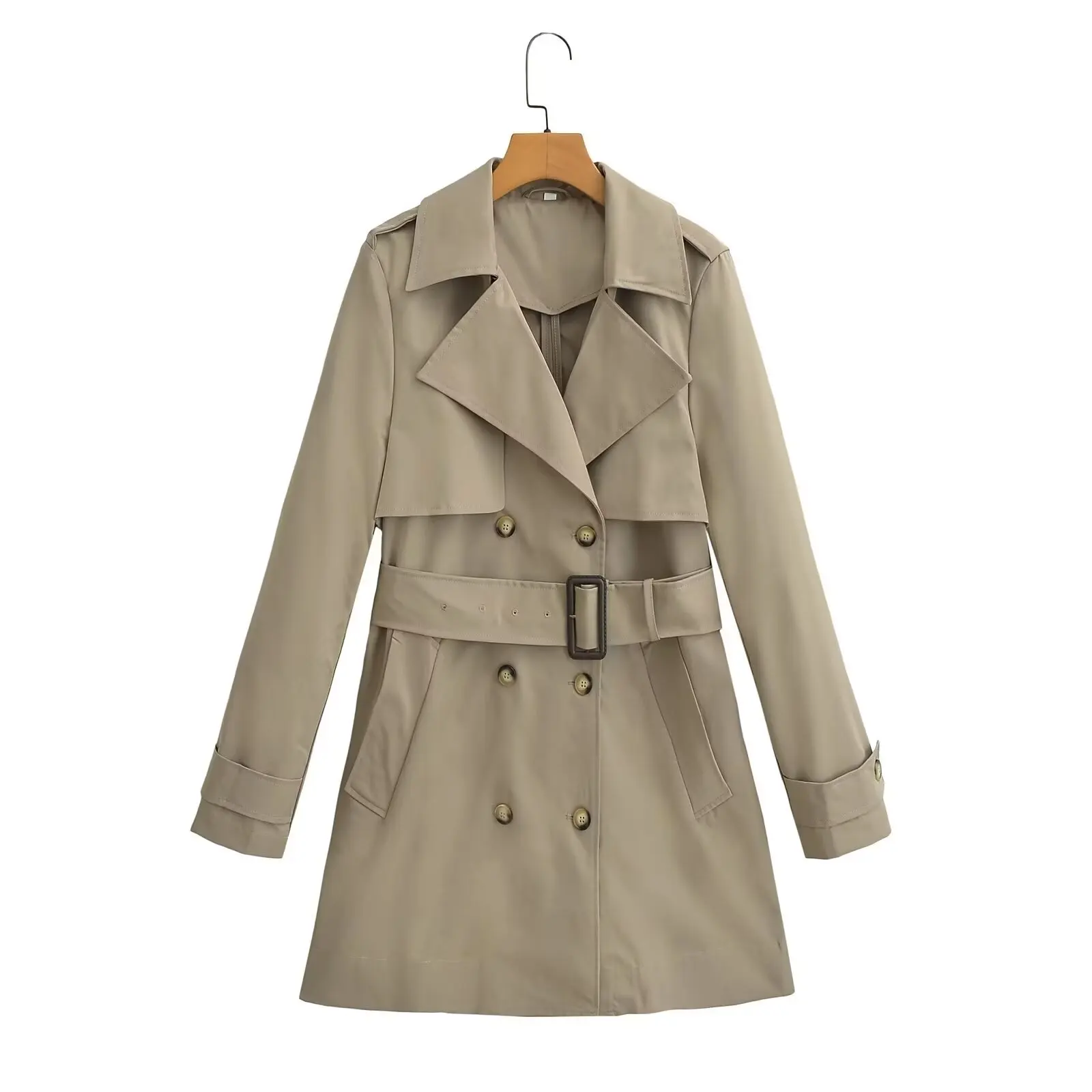 Women's new fashionable simple and versatile casual long sleeved trench coat