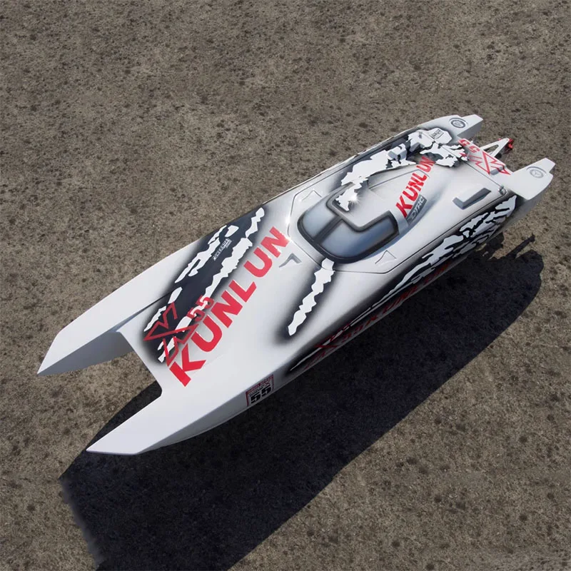 

RC Catamaran Model X55 Kunlun High Version Model Double Motor Breaking 100 Large Speedboat Speed of 120-130km/h