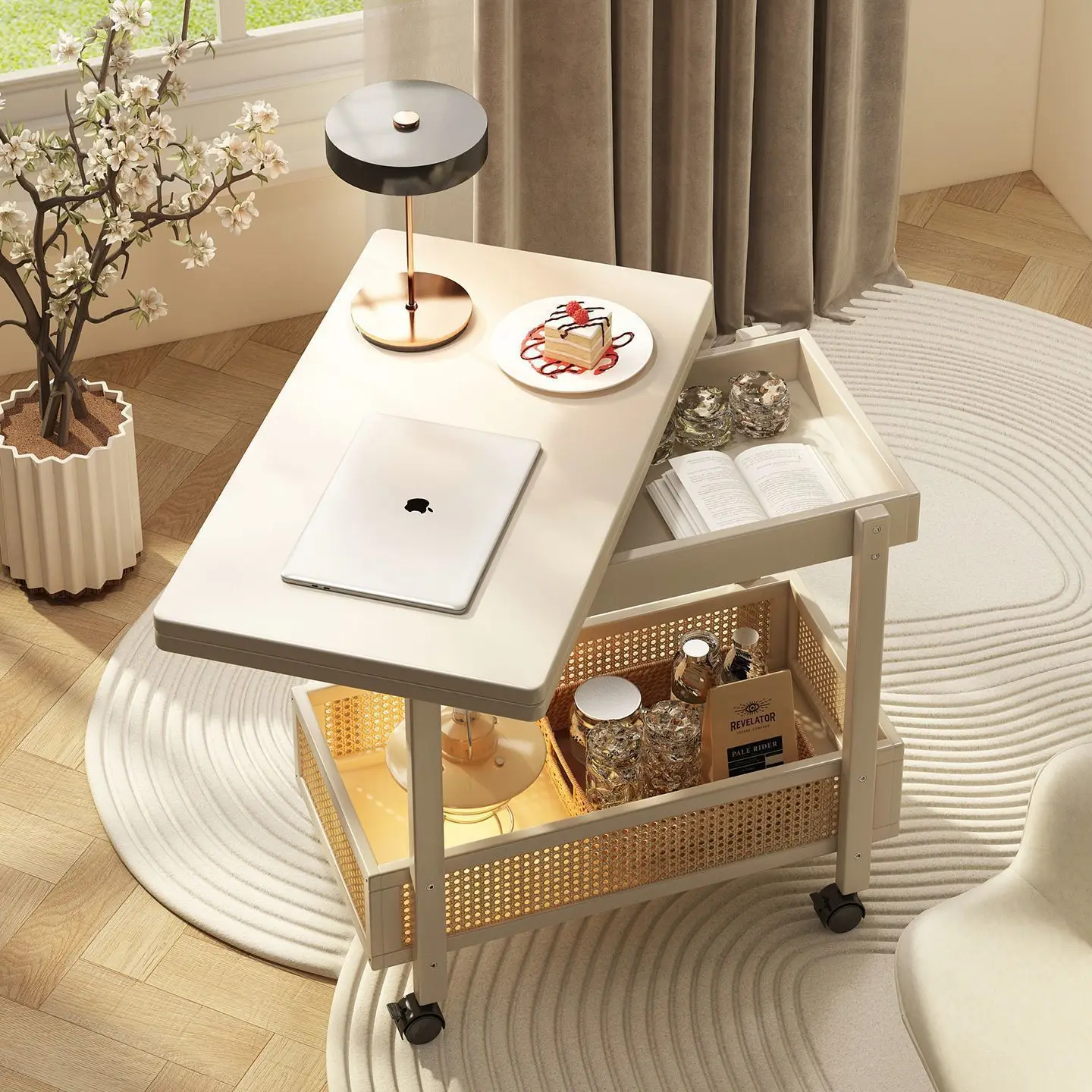 

Space Saving Mobile Coffee Table Foldable Side Table for Small Apartment Living Room Sofa Balcony Dining
