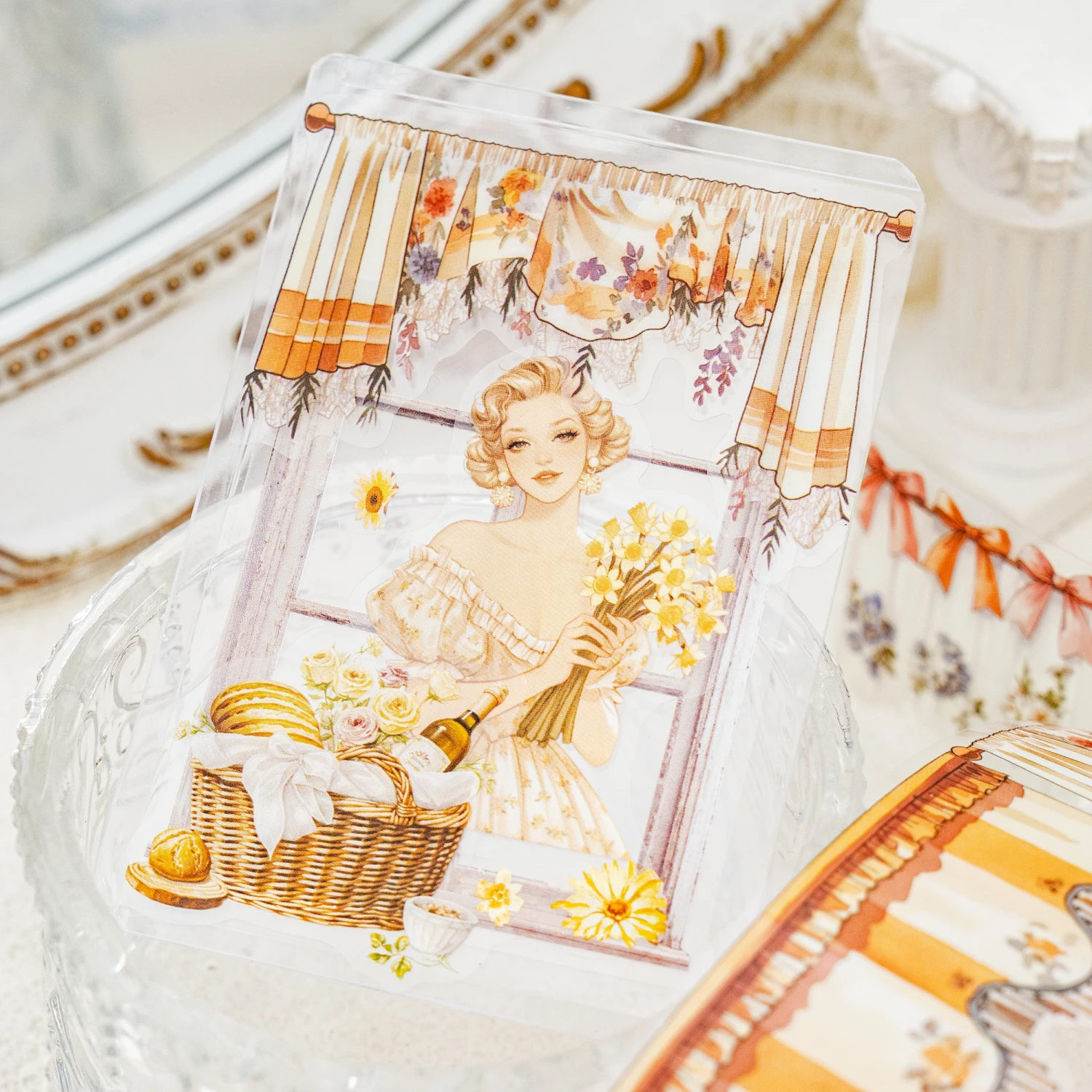 PET Tape Potted Bookshelf Warm Home Scene Tape Creative Hand Account Landscape Collage Material DIY Greeting Card Cup Decoration