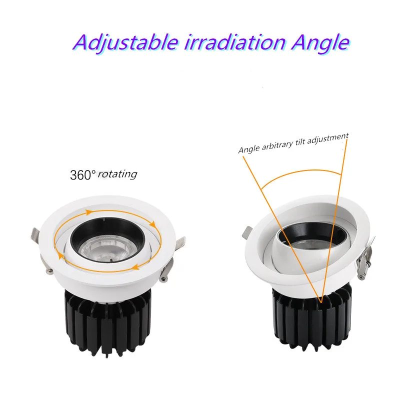 High color rendering 360 degree rotating embedded LED ceiling light 95 index refers to COB spotlight 7W15W25W