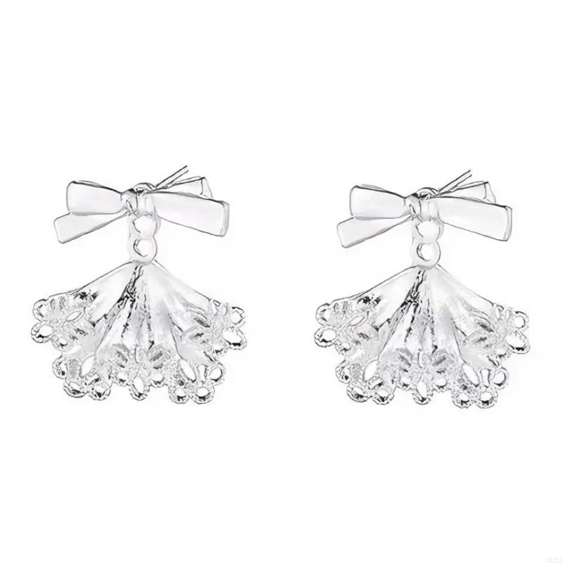 

2025 New Delicate Butterfly Knot Earrings Lace Trimmed Skirt Bowknot Ear Studs Women Fashion Jewelry for Parties and Weddings