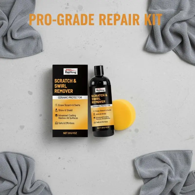 Car Scratch Removal Polish Paste Kit 30g Paint Repair Compound with Sponge Removes Swirl Marks Light Scratches Restores Gloss