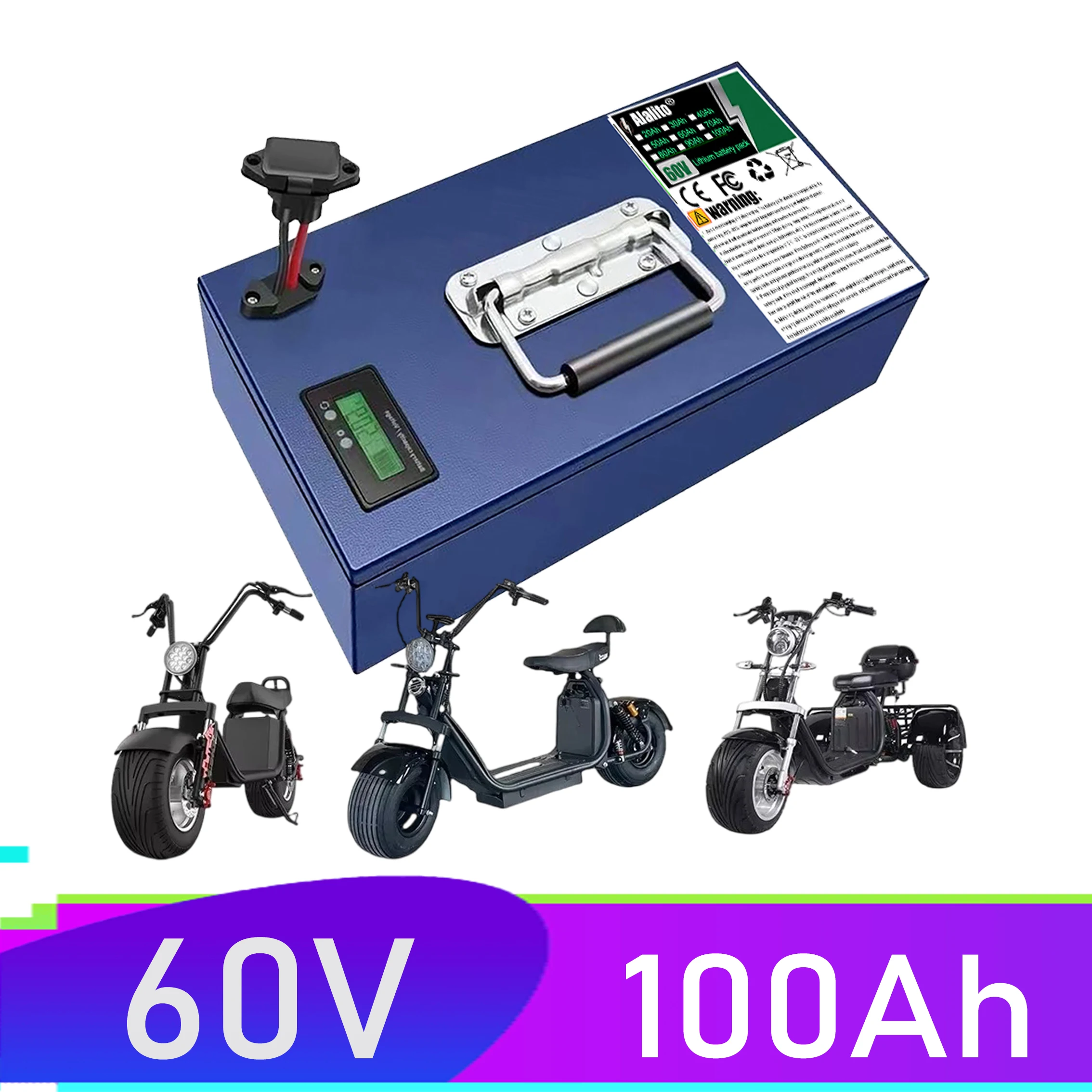 

Suitable for replacing batteries in 250-2000W motor equipment, 60V 100Ah, with multiple capacity options