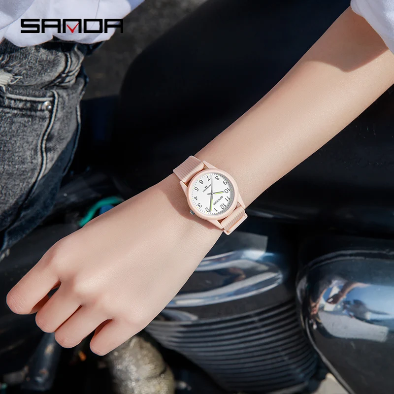 Sanda-Montre-bracelet à quartz étanche pour hommes et femmes, horloge d'extérieur, montres-bracelets pour étudiants, simple, original, nouveau style, marque supérieure, mode