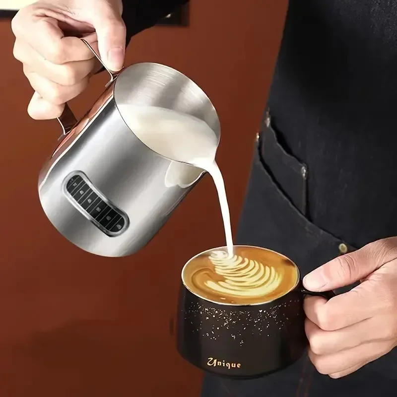 12/20oz Milk Frothing Pitcher 350/600ML Temperature Display Stainless Steel Milk Frother Pitcher Jug Cup for Latte Art Barista