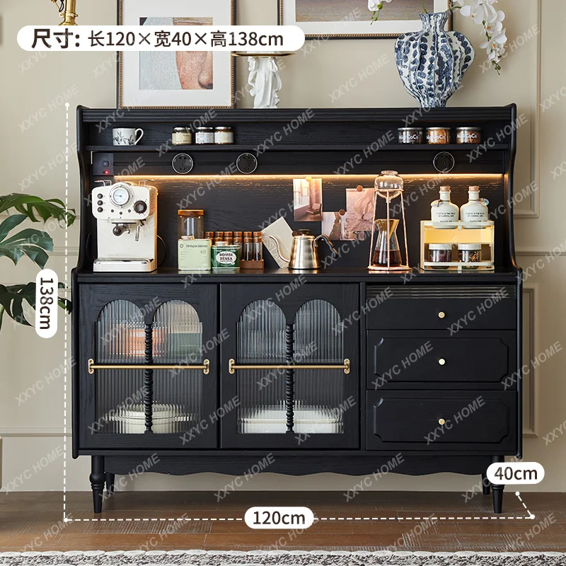 

retro solid wood dining side cabinet integrated against the wall living room kitchen storage cabinet tea side cabinet